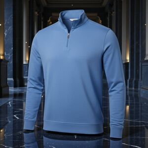 Calvin Klein Men's Blue 1/4 Zip Pullover Lightweight 100% Cotton Long Sleeve XXL